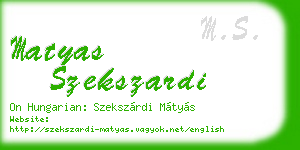 matyas szekszardi business card